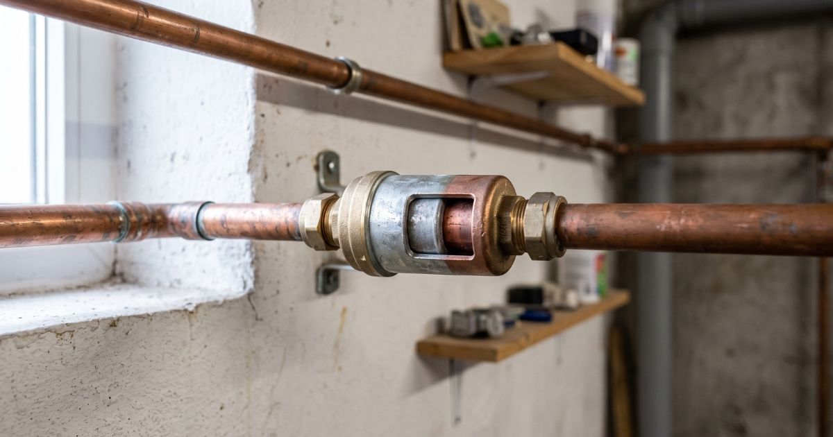 Electrolyse Magnetique installé au niveau des canalisations de la cave d'une habitation.